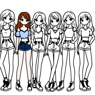 a group of girls wearing crop tops and shorts