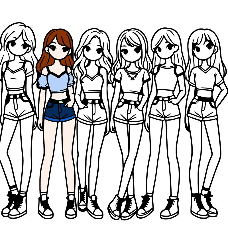a group of girls wearing crop tops and shorts