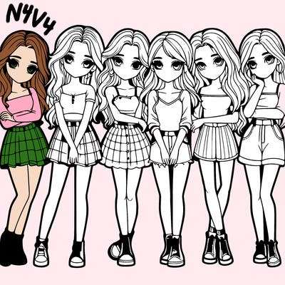 a group of girls realistic