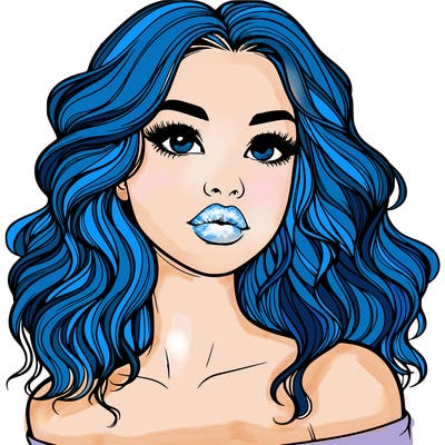 realistic girl with wavy hair and lips