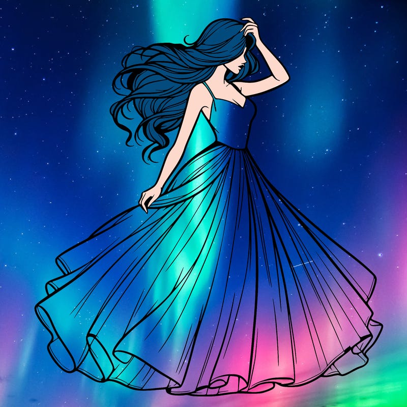 realistic woman with dress flowing in the wind