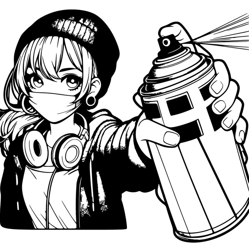 girl with spray can realistic