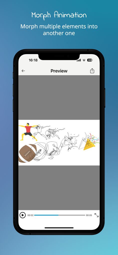 Flixcribir app interface demonstrating the morph animation feature for whiteboard videos
