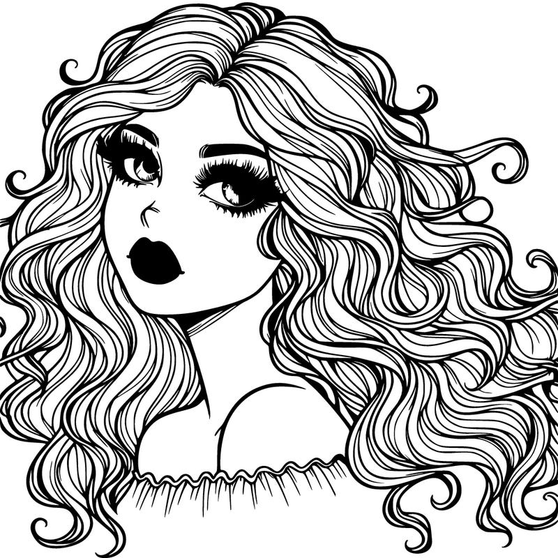 realistic halloween girl with wavy hair and lips
