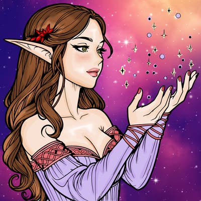 realistic elf girl doing magic