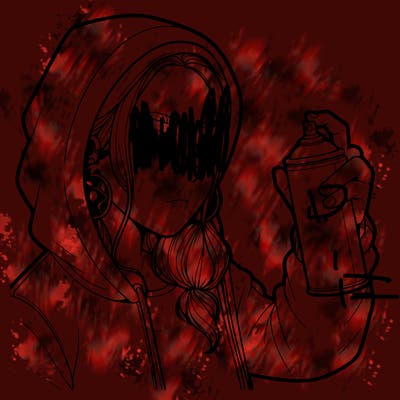 a realistic girl, spray painting