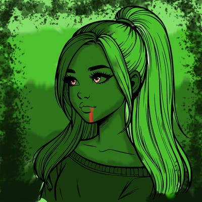 realistic girl with a high ponytail