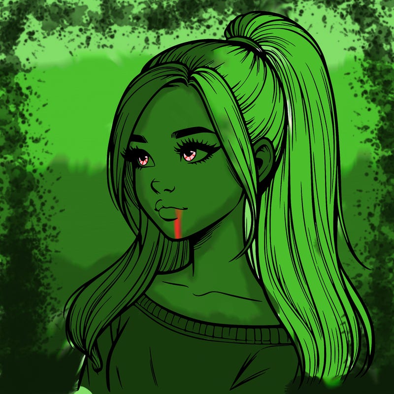 realistic girl with a high ponytail