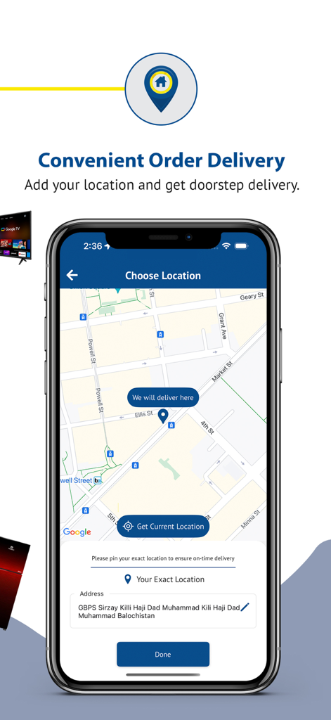 Metro Online. - Pantalla de la aplicación Metro Online mostrando el mapa para elegir la ubicación de entrega