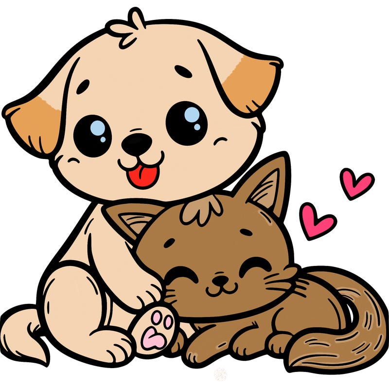 cute dog and cat cuddling