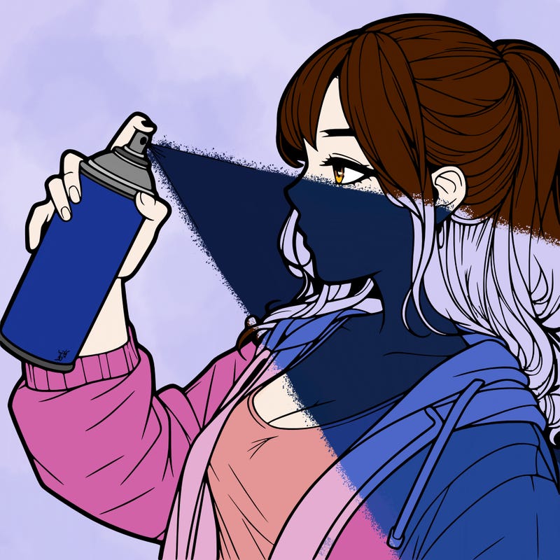 a realistic girl spray, painting