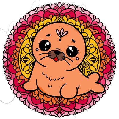 a cute baby seal mandala