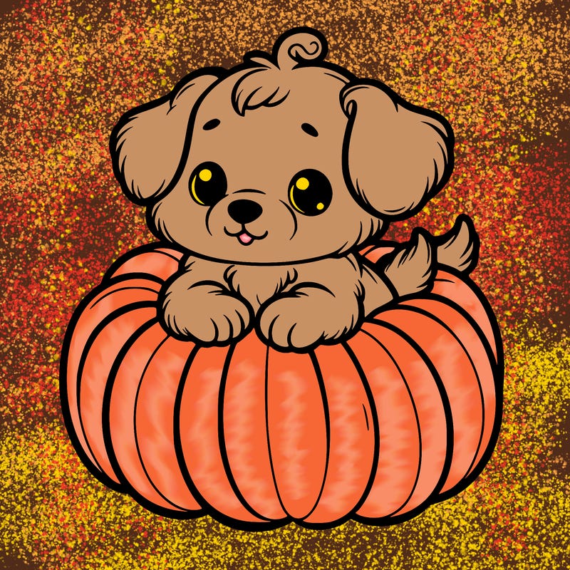 cute little puppy in a pumpkin