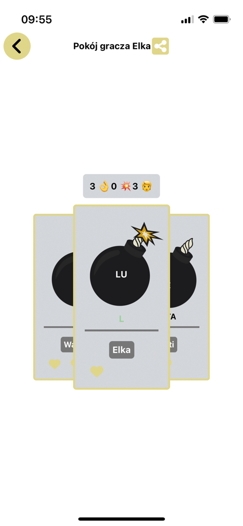Literalnie - Literalnie mobile app gameplay showing the Bombowo multiplayer word puzzle mode with a bomb icon