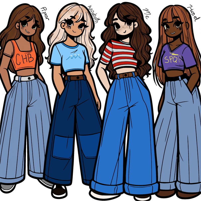 girls with wide pants and a croc top