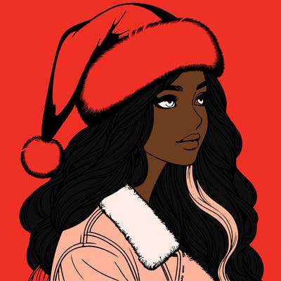 realistic girl in santa hat