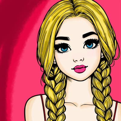 realistic girl with braids
