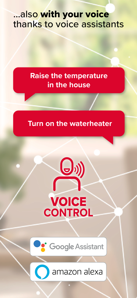Interface de contrôle vocal de l'application Ariston NET avec intégration Google Assistant et Amazon Alexa