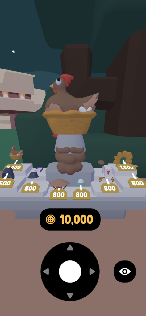 Yeeps Companion - Yeeps Companion app mobile interface showing the in-game cosmetic shop with various wearable accessories and virtual currency.