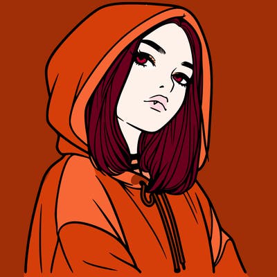 a realistic girl in a hoodie