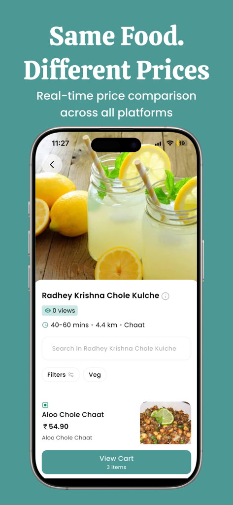 Smartphone displaying GetDirect app for comparing food delivery prices across multiple platforms