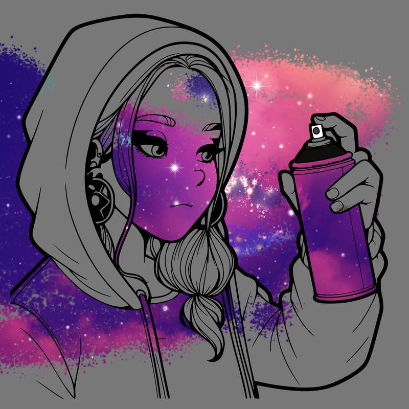 a realistic girl, spray painting