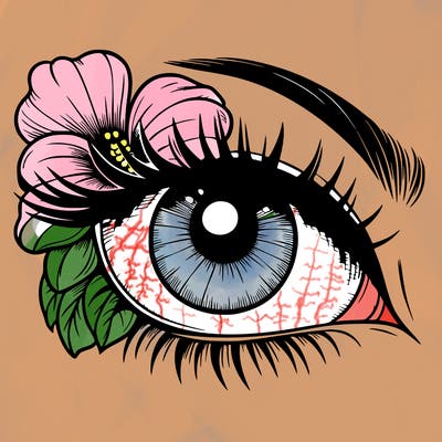 realistic eye with flower