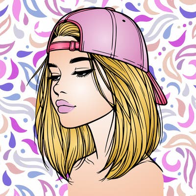realistic  girl with a backwards hat