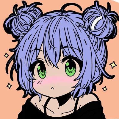 a manga girl with messy small buns