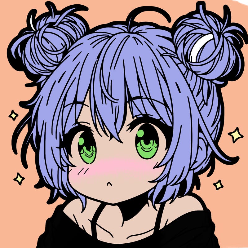 a manga girl with messy small buns