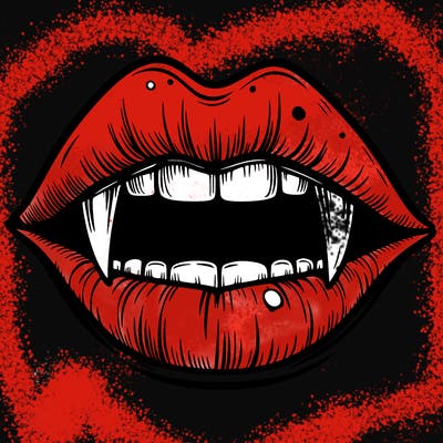 lips with vampire teeth
