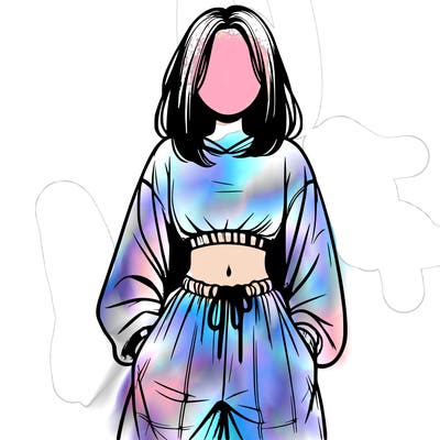 realistic girl faceless with baggy pants and a crop top