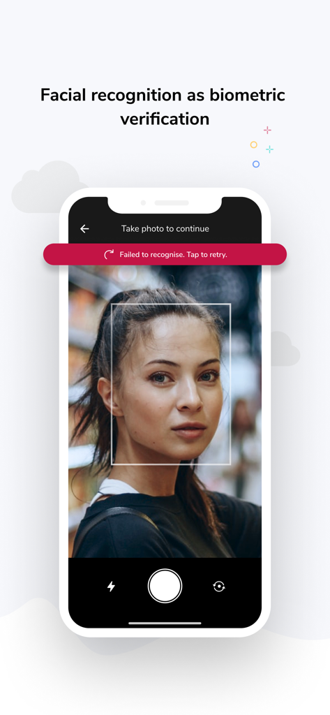 Jibble mobile App-Oberfläche zeigt Gesichtserkennung zur biometrischen Anwesenheitsprüfung