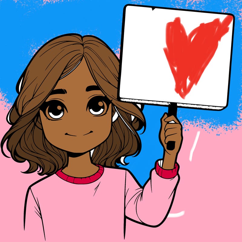 realistic girl holding up a sign