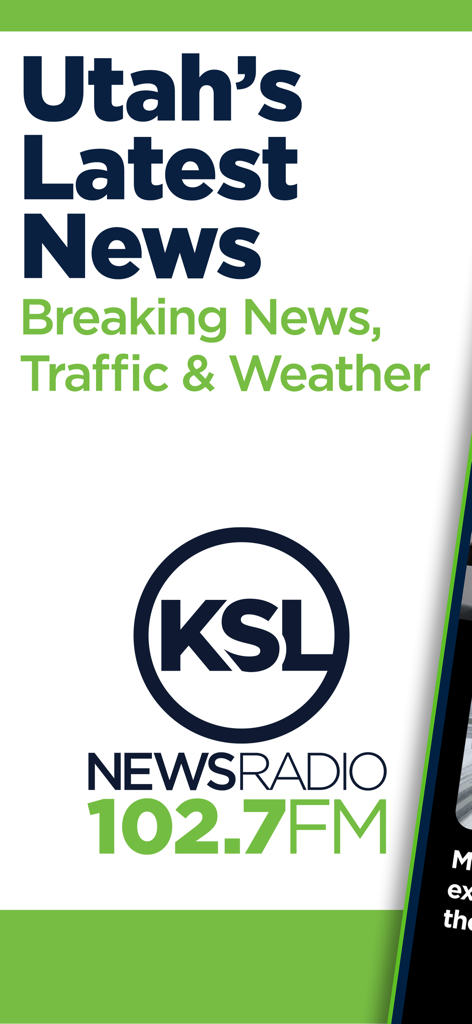 KSL NewsRadio app screen displaying Utahs Latest News Breaking News Traffic and Weather