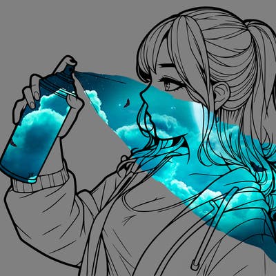 a realistic girl spray, painting