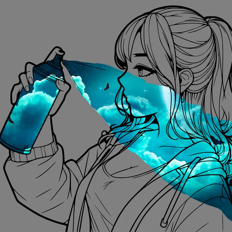 a realistic girl spray, painting