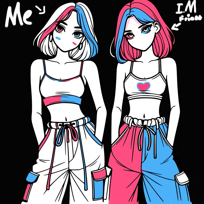 two girls with crop top with baggy pants