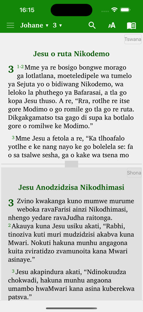 Tswana, Shona, English - 