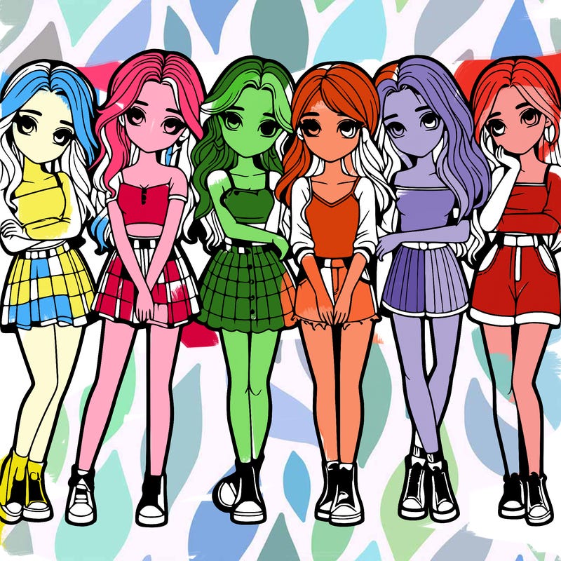 a group of girls realistic