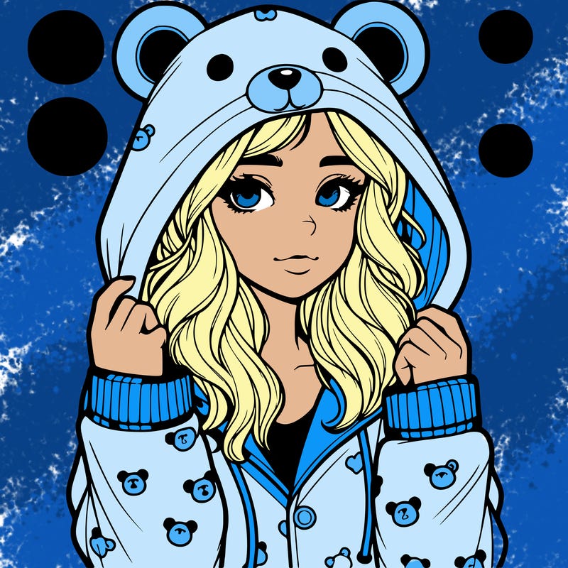 realistic girl in a animal pjs hoodie