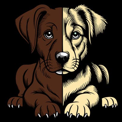 realistic dog split picture