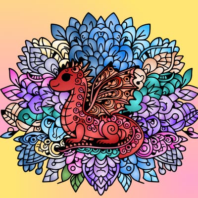 floral mandala dragon