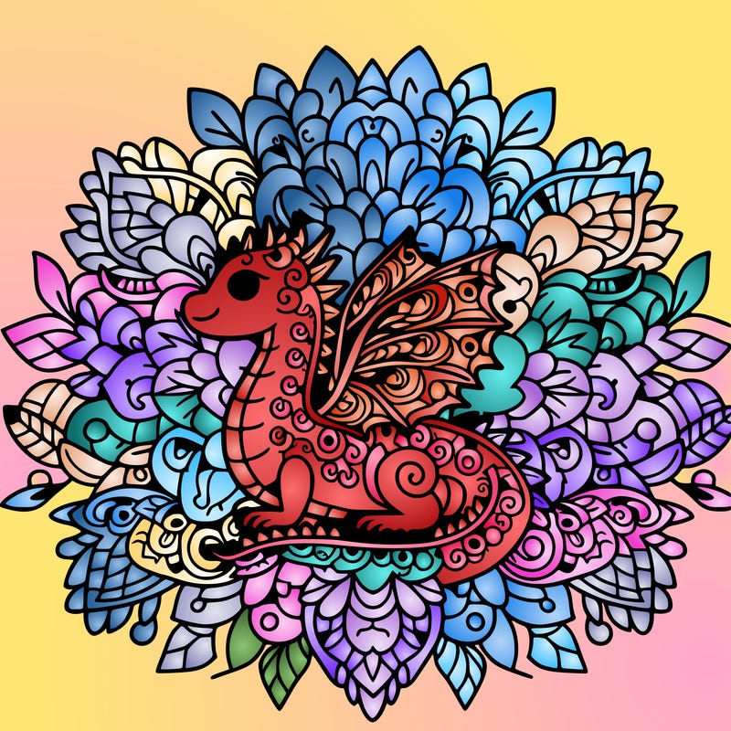 floral mandala dragon