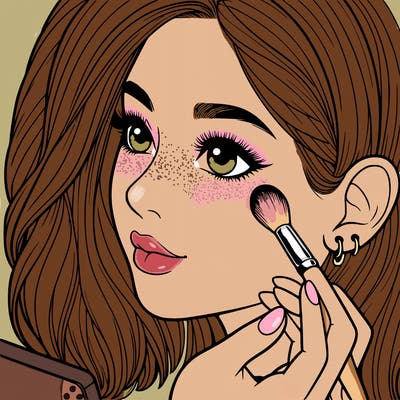 a realistic girl doing her makeup