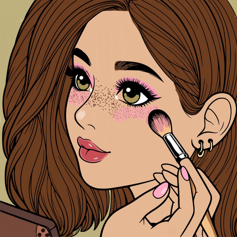 a realistic girl doing her makeup