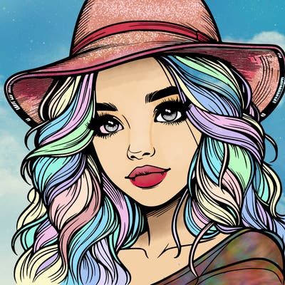 realistic girl with hat