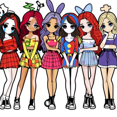 a group of girls realistic