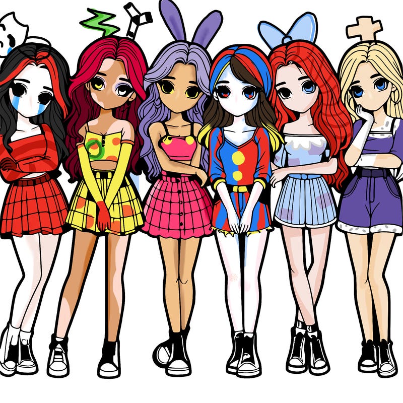 a group of girls realistic