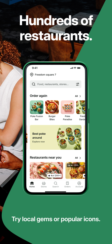 Smartphone displaying the Bolt Food app home screen with a variety of local restaurant options and food categories